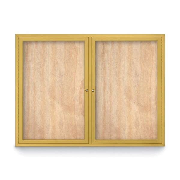 United Visual Products Slim Enclosed Corkboard, 11"x13-1/2", Bronze Alum Frame/Buff UVEB1113-BRONZE-BUFF - main